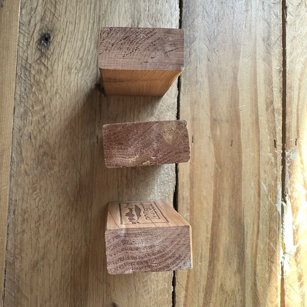 Vintage LL Bean CEDAR Wood Blocks Rare ‎ (SET of 3) Mountain Scene